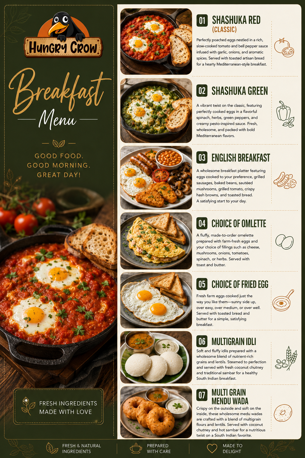 Breakfast - Hungry Crow menu