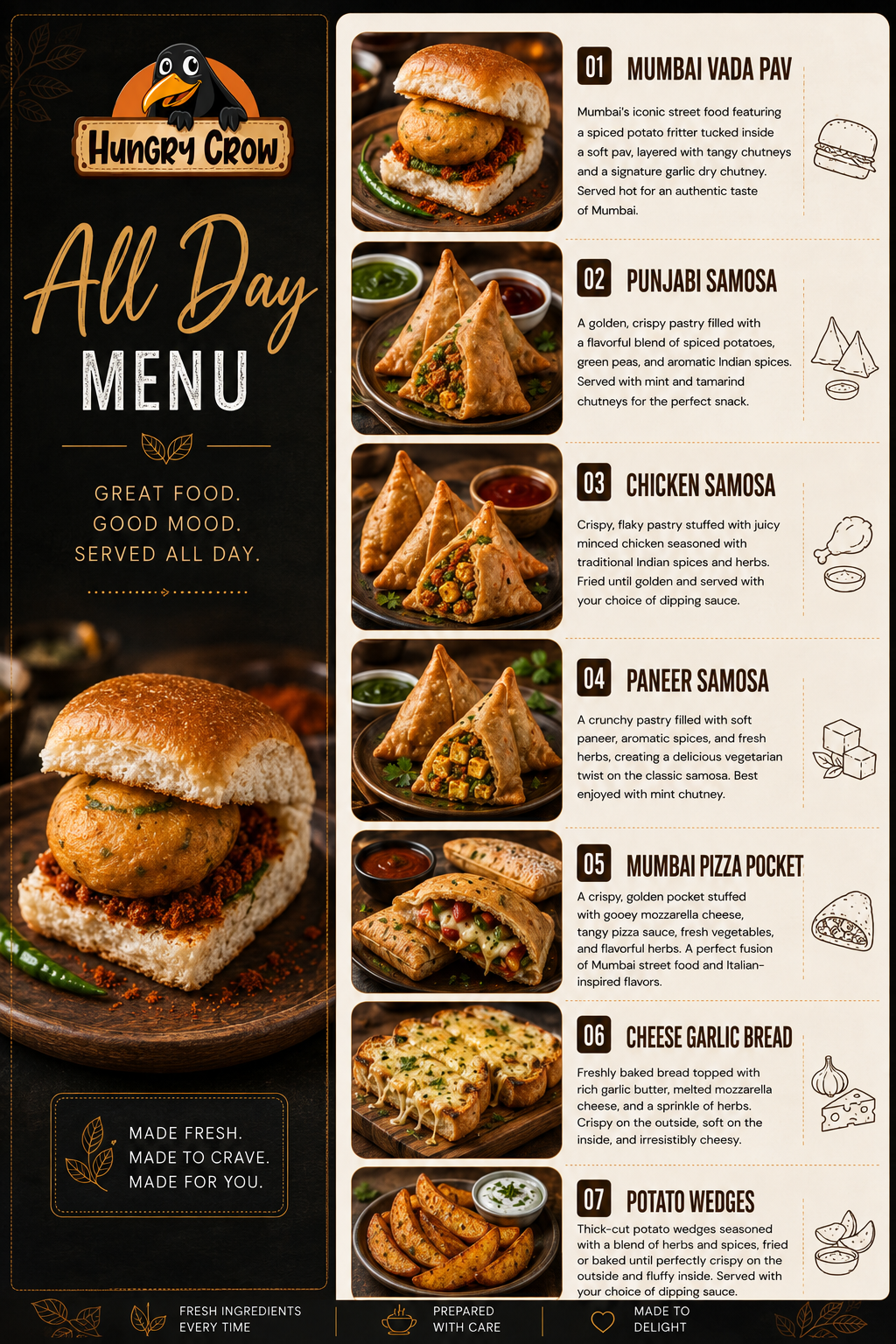 All Day Menu - Hungry Crow menu