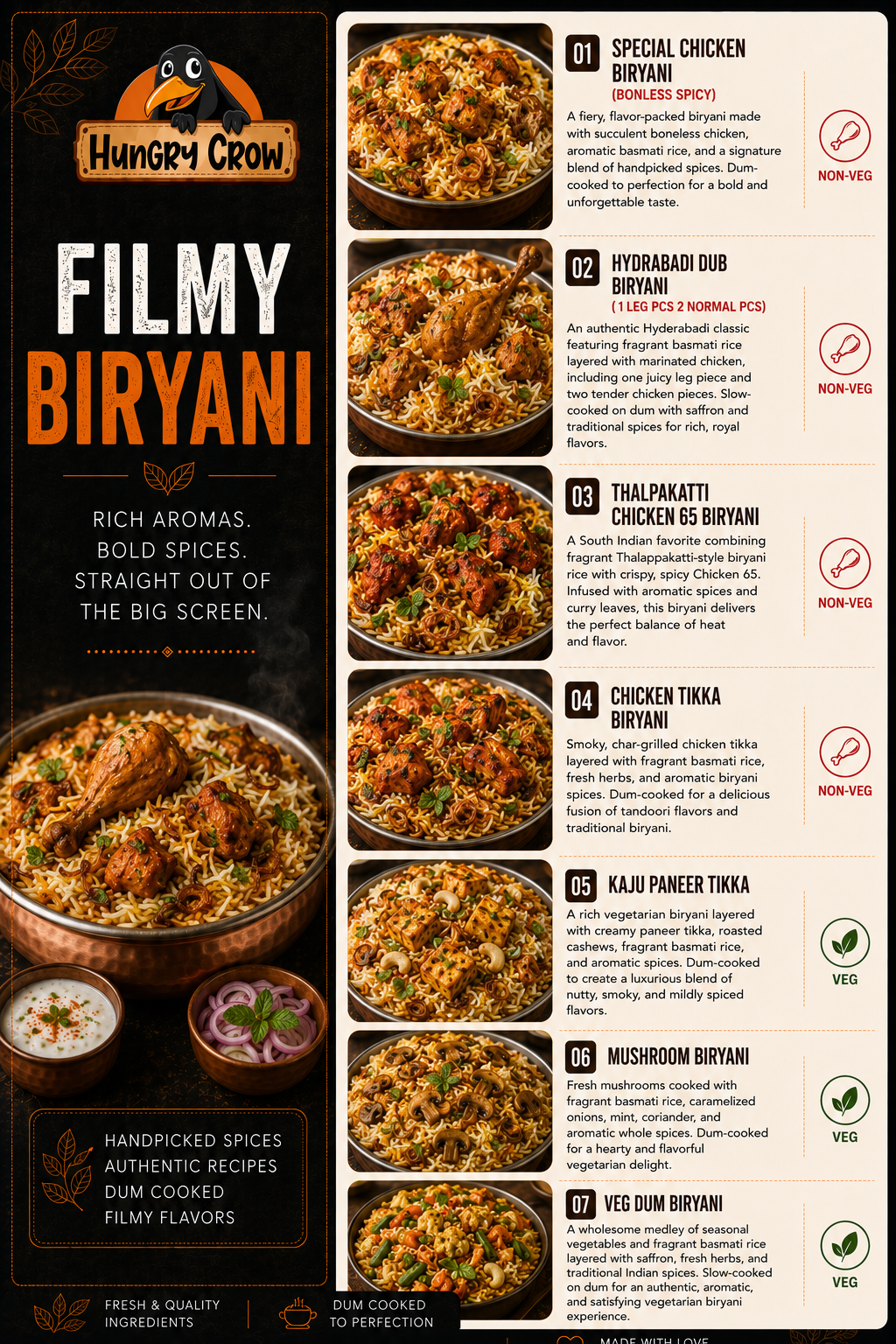 Filmy Biryani - Hungry Crow menu